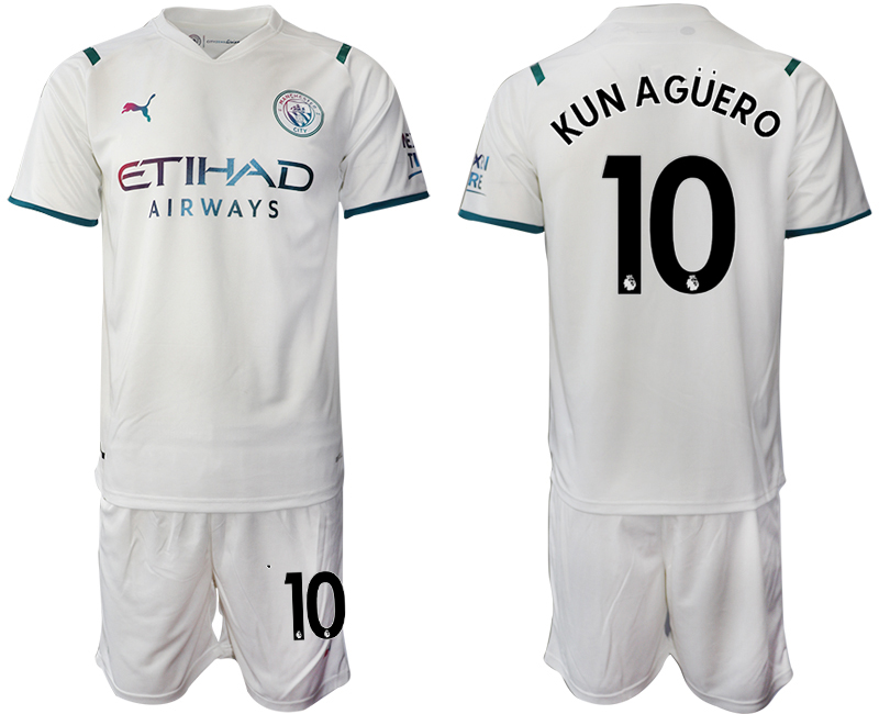 Men 2021-2022 Club Manchester City away White #10 Soccer Jersey